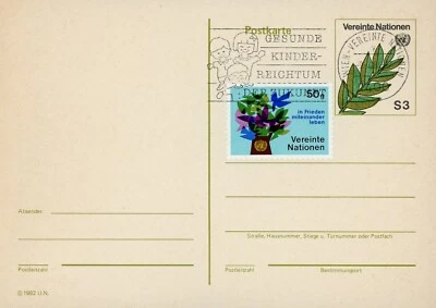 Naciones Unidas Viena UX1 Postal Evento Cancelar ONU Rama de Olivo Foto 1 de 2