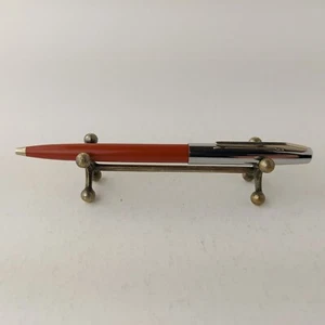 Vintage Soviet Ballpoint Pen USSR Yaroslavl Brown Plastic Chrome Trim #5780 - Picture 1 of 11