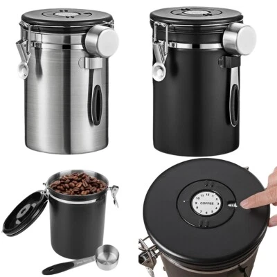 1,8 l Kaffeedose luftdichter Behälter für 1 kg Kaffeebohnen mit Messlöffel - Bild 1 von 4