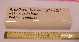 1 pc. Ceramic Tile: Sandstone: Beige & Gold Specks, Robertson 2" X 6" Bullnose - Picture 1 of 12