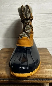 SPORTO JULIANA Women's Lined Leather Rain Boots Blue & Brown Waterproof SIZE 10 - Picture 1 of 7