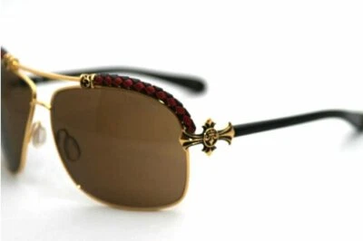 Affliction Sunglasses Baxter A Black Red/Gold with Case Tag and Box - Image 1 of 3