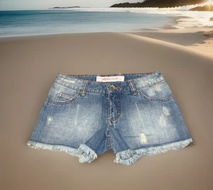 Mossimo Midi Shorts blau Denim rechteckige Taschen roher Saum Größe 1 - Bild 1 von 8