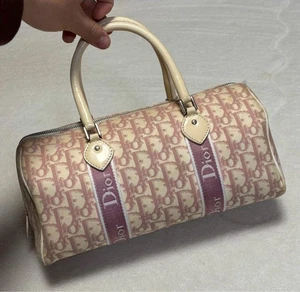Christian Dior Trotter Mini Bolso Boston Rosa Lona Vintage Bolso de Mano Logo Mujeres - Imagen 1 de 12