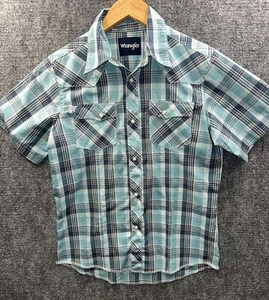 Camisa de manga corta a cuadros azul perla broches de presión Wrangler para niños. VER FOTOS POR TALLA - Imagen 1 de 5