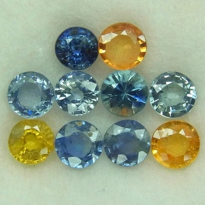 MAJESTIC SET! 2.75ct.Top 100%Natural Multi Fancy Sapphire Madagascar RND/3.7mm. - Image 1 of 4