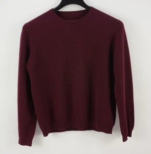 Suéter Jersey Lands End Japón 100% Cachemira Para Mujer Grande Granate Acanalado Crew - Imagen 1 de 7