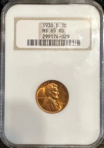 🔥 1930-D Lincoln Cent NGC MS65 RD — Old Fatty Holder Bright Red Wheat LUSTER - Picture 1 of 4