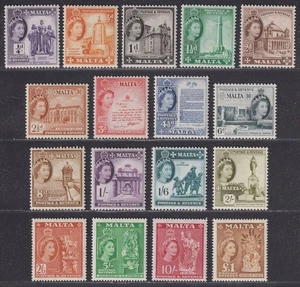 Malta 1956 Queen Elizabeth II Set Mint SG266-282 cat £140 - Picture 1 of 2
