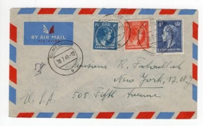 LUXEMBOURG TO USA COVER, 1949, RUMELANGE CANCEL, VF - Image 1 of 2