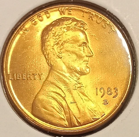 1983 D Lincoln Memorial Penny, Brilliant Uncirculated Cent, RED Free shipping! Cover