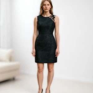 Halston Heritage Damen Cocktailkleid verziert Jacquard Pailletten Gr. 2 Quiet Lu - Bild 1 von 15