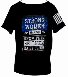 Nine Line Damen V-Ausschnitt T-Shirt Small Strong Women Raise Them Neu ohne Etikett schwarz - Bild 1 von 2