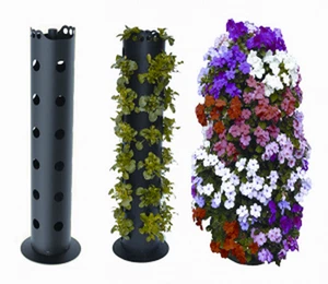 TORRE FIORITA GARDEN TOWER Vaso x 30 piante petunie, gerani, fragole 15xh80cm - Foto 1 di 4
