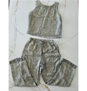 Bridgetown Collection Women’s 100% Silk Leopard Animal Print Pajamas Set Sz S - Picture 1 of 19