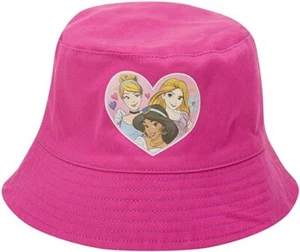NEW Disney Princess Girls Hot Pink & Purple Reversible Bucket Hat Summer Sun 3-6 - Picture 1 of 5