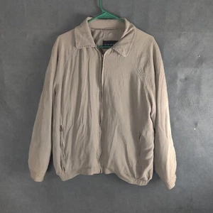 Baracuta Bomber Jacket Men’s Size L Beige 100% Silk Lined Zip Up - Picture 1 of 12