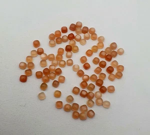 Cojín cuadrado de piedra lunar melocotón natural cabujón piedras preciosas lote 233 piezas 4 mm 100 CT - Imagen 1 de 4