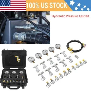 Hydraulic Tee Kit 3 Test Hoses 11 Test Couplings 10 Tee Connectors Gauge Kit - Picture 1 of 12