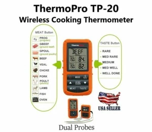 ThermoPro TP20 Wireless Dual Probe Digital Thermometer For Cooking BBQ Outdoor - Picture 1 of 8