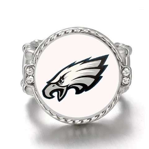Special Philadelphia Eagles Silver Women's Crystal Accent Football Ring D12 Cover