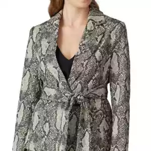 NEW! Rachel Roy Collection Sz 1X Black/Brown Snakeskin 1 Button Blazer Belted - Picture 1 of 10