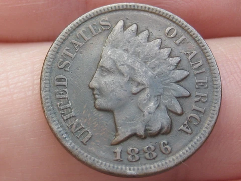 1886 Indian Head Cent Penny, Variety 2, Var 2, T2, Type 2, Fine/VF Details Cover