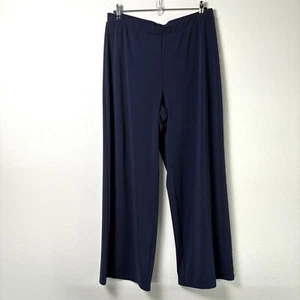 Chicos Pull On Pants Size 2 US 12 14 Navy Blue Wide Leg Stretch Casual Office - Picture 1 of 9
