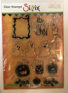 Timbri trasparenti Sizzix 10 pezzi album carte artigianato fotopolimero Halloween divertimento - Foto 1 di 5