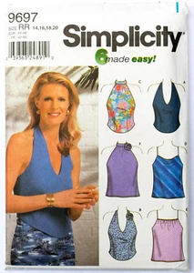 Vintage Simplicity 9697 Halter & Sleeveless Top Pattern Plus Size 14 - 20 Uncut - Picture 1 of 1