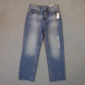 New Old Navy Jeans Girls 10 Blue High Waisted Slouchy Straight Built In Tough - Picture 1 of 15