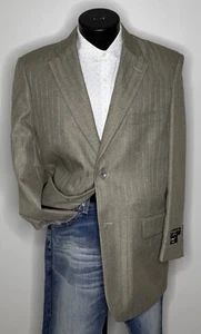 Biani of Italy Super 180s Wool Taupe Salmon Striped Suit Jacket Blazer Mens 38R - Picture 1 of 22