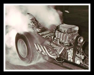 4" Retro 60er Jahre Top Fuel Dragster Burnout Vinyl Aufkleber. Neuer Aufkleber für Werkzeugkasten. - Bild 1 von 2