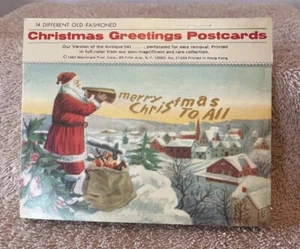 VTG 1982 Book of 10 Old Fashioned Perforated Christmas POST CARDS Booklet/Unused - Picture 1 of 13