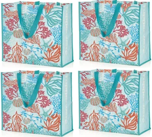 4 x Tupperware Coral Reef Sea Design Bolsas Reutilizables Bolso de Compras 17 x 16 x8 Nuevo - Imagen 1 de 2