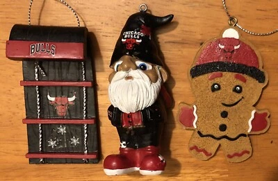 Chicago Bulls Five Holiday Ornaments trenó pão de gengibre homem gnomo FRETE GRÁTIS - Imagem 1 de 4