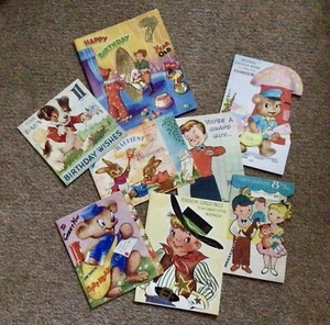 vintage 8 birthday cards used - Picture 1 of 2