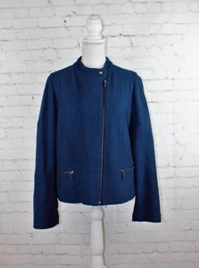 Talbots blau durchgehender Reißverschluss Motorradjacke Damengröße 14 Viskose/Wollmischung gebraucht, in einwandfreiem Zustand - Bild 1 von 6