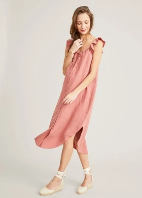 Hatch Maternity Women's THE JENNA DRESS Canyon Rose Tencel/Linen $278 NEW - Image 1 of 4