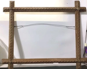 Antique multi layer tramp art  frame chip carved  primitive 19 C. 28 X 23." - Picture 1 of 9