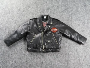 Harley Davidson Jacket Boys 6 Black Motorcycle Riding Bomber Coat Youth Kids - Picture 1 of 15