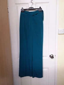 PER UNA size 22 BNWOT Wide Leg Silky Green Dress Trousers - Picture 1 of 9