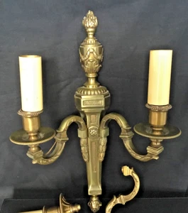 Antique Vintage Lge Brass pair country house wall sconces wall lights 39cmH3.6KG - Picture 1 of 19