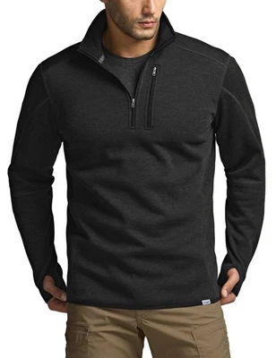 Men's Quarter Zip Utility Fleece Pullover, Outdoor Casual Thermal Sweater, Ch... - Image 1 of 4