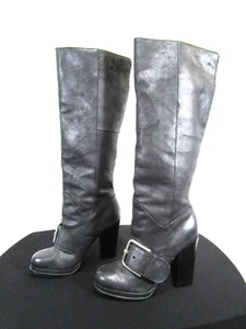 Nine West Throwdown Black Leather High Heel Over Knee Boots Women 7.5 M - Picture 1 of 11