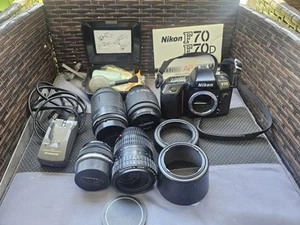 Nikon F-70 35mm film SLR camera With Tanron Takumar Lenses Untested Condition - Picture 1 of 19