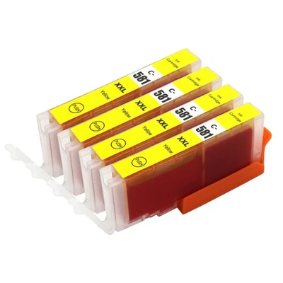 4 Yellow Ink Cartridges to Replace Canon CLI-581Y (581XLY) Compatible - Image 1 of 4