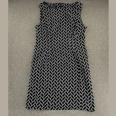 Vestido Jones New York 14P Negro Cierre de Cremallera Algodón Forrado Cuello Redondo Bordado Foto 1 de 4