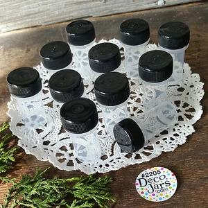 12 Tiny Tubes Vial Black CAP lid Container Mining Powder Herbs Geocache 2205 - Picture 1 of 4