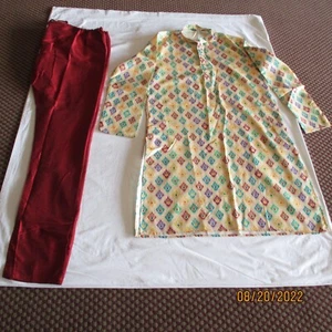 NEU Gelb Rot SHERWANI Anzug HOCHZEITSANZUG 2-TEILIG EXKLUSIVES OUTFIT Atemberaubender ANZUG - Bild 1 von 10